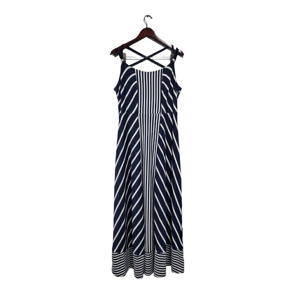 Maurices Womens Navy Blue White Striped Sleeveless Pullover Maxi Dress Plus Sz 0